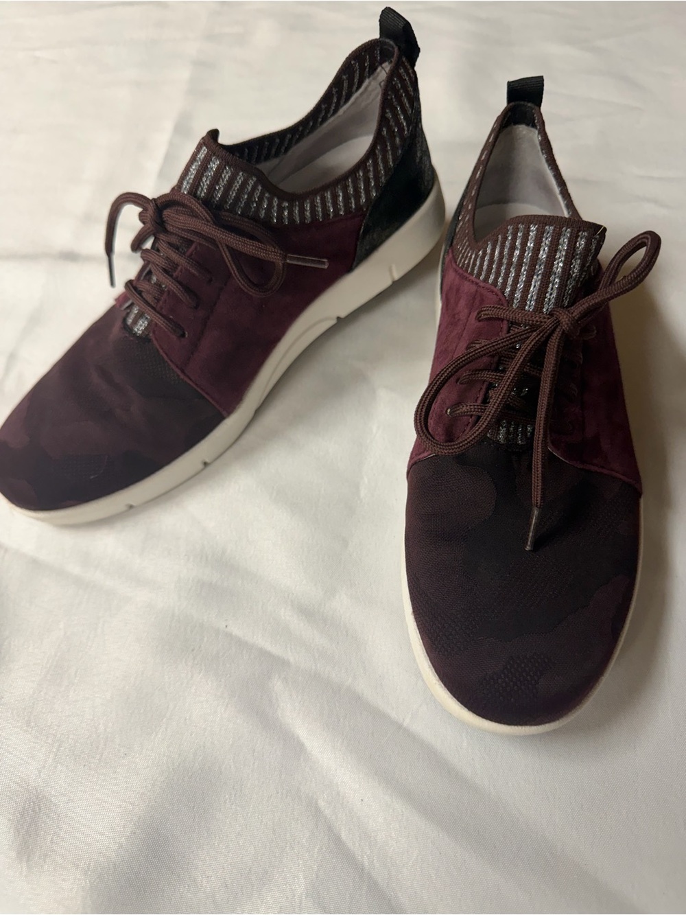 Johnston & Murphy Women's Athletic Sneakers in Burgundy and White